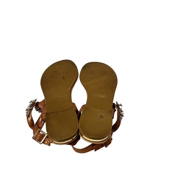 Traffic Tan Embellished T-Bar Sandals Size 7 - Picture 6 of 6